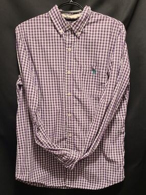 U.S. Polo Assn. Purple and White Gingham Button-Down Shirt SZ MED